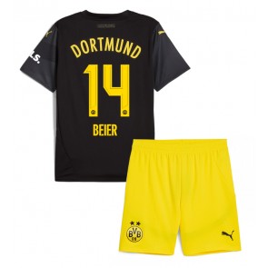 Billiga Borussia Dortmund Maximilian Beier #14 Bortatröja Barn 2024-25 Kortärmad (+ Korta byxor)